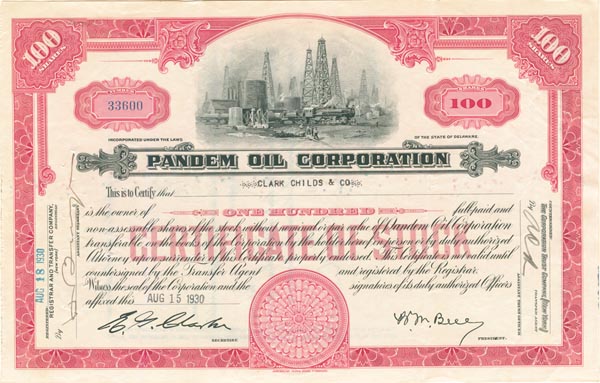 Pandem Oil Corporation - Stock Certificate